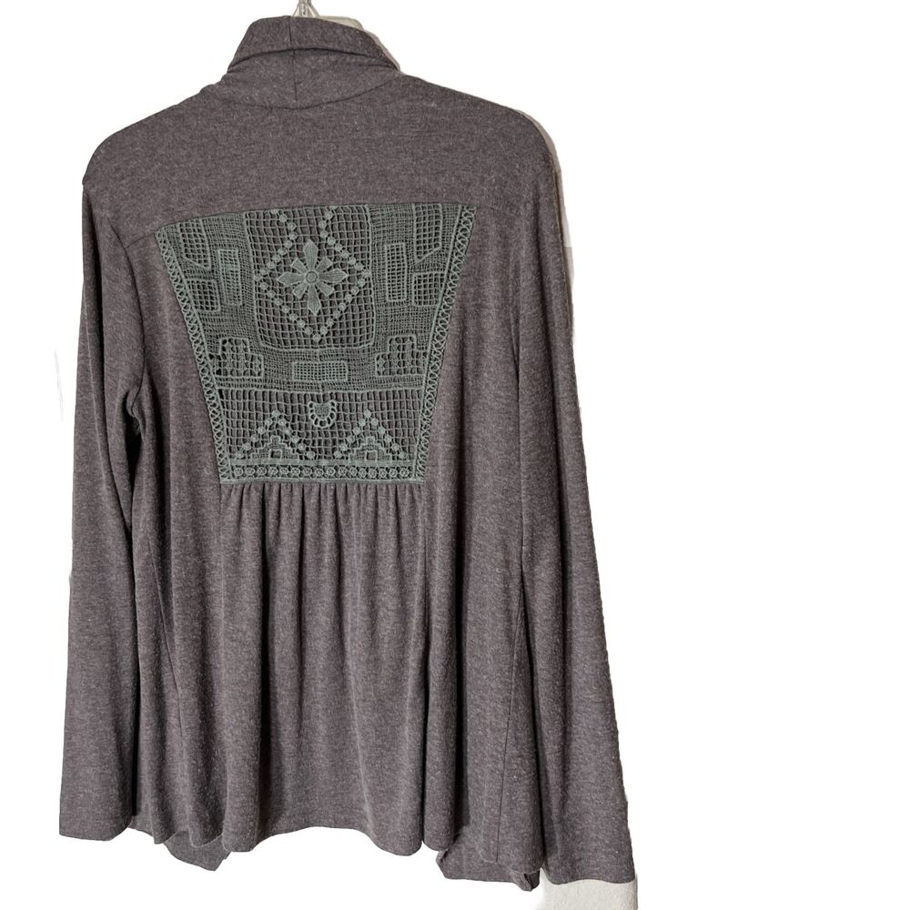 Kori America Tan Cardigan Size‎ Medium Crochet back open waterfall sweater long